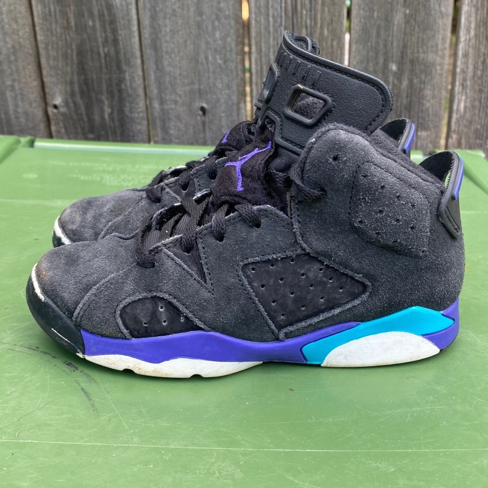 Jordan 6 Retro Aqua Kids Shoes Black Purple Blue‎ DV3605-004 Size 13.5C